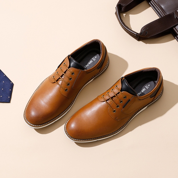 Men's Wide Width Casual Oxford Shoes - BROWN - 8